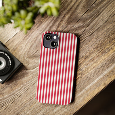 Slim Red Winterberry Striped Cute Phone Case for Iphone 16 - | iPhone 15 Pro Max Case | iPhone 14 Case 13 12 11 10 9 8 7 X XS Gift for Her