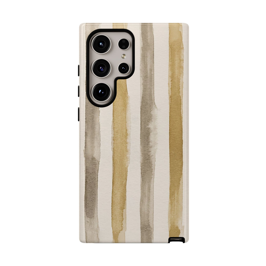 Tough Cute Brown Beige Stripes Phone Case, for IPhone 17 Pro Max | Iphone 17 Air, Iphone 16, IPhone 15, 14 13 12, Samsung Galaxy S26, S25, S24, S23 - Studio40ParkLane