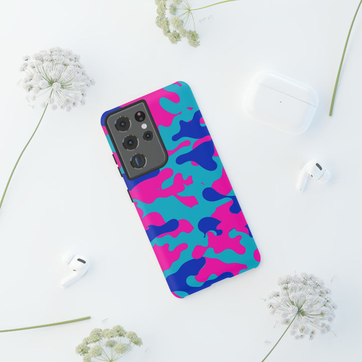 Cute Samsung Phone Case | Aesthetic Samsung Phone Case | Galaxy S23, S22, S21, S20 | Blue Pink Camouflage, Protective Phone Case - Studio40ParkLane