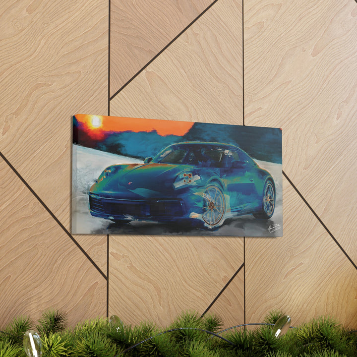 Porsche Wall Art on Canvas Print Gallery Wrapped - Gorgeous Porsche 911 Carrera Wall Art - Set in the mountains with a Sunset - Home Decor - Studio40ParkLane
