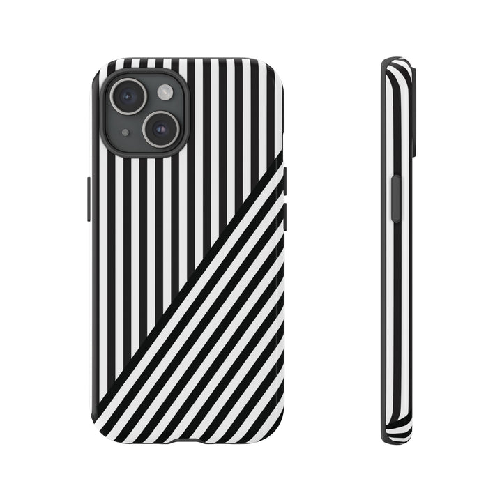 Aesthetic Tough Black White Stripes Phone Case - For iPhone 17 Pro Max iPhone 16 Pro iPhone 15 Iphone 14 Plus 13 Pro 12 11 10 XR - Studio40ParkLane