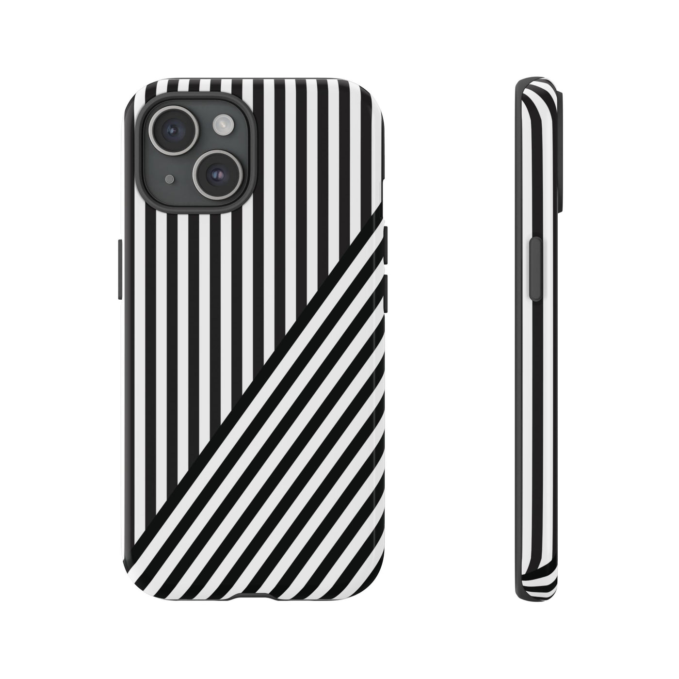 Aesthetic Tough Black White Stripes Phone Case - For iPhone 17 Pro Max iPhone 16 Pro iPhone 15 Iphone 14 Plus 13 Pro 12 11 10 XR - Studio40ParkLane