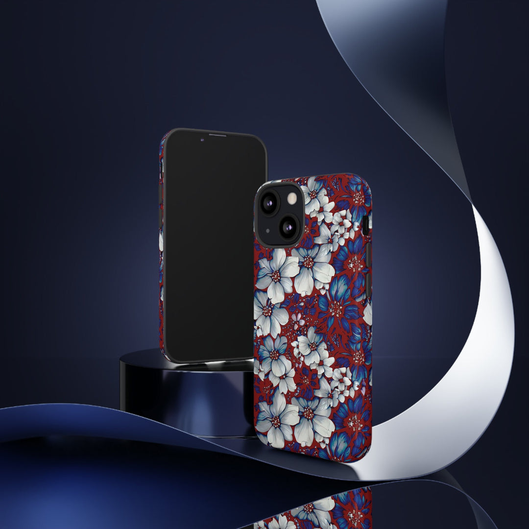 Cute IPhone Case | Red Blue Flowers, iPhone 15 Case | iPhone 15 Pro Case, Iphone 14 Case, Iphone 14 Pro Max Case, Protective Iphone Case - Studio40ParkLane