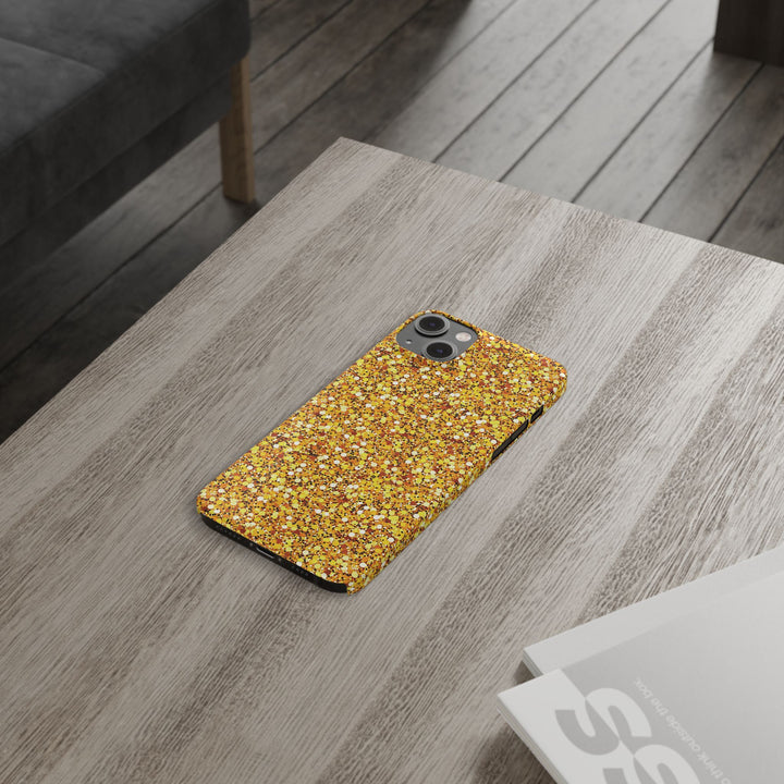 Slim Muted Gold Play on Faux Glitter Effect Cute Phone Cases for Iphone 16 Pro Max | iPhone 15 Case | iPhone 15 Pro Max Case, Iphone 14, Iphone 14 Pro Max, Iphone 13 12 11 8 7 - Studio40ParkLane