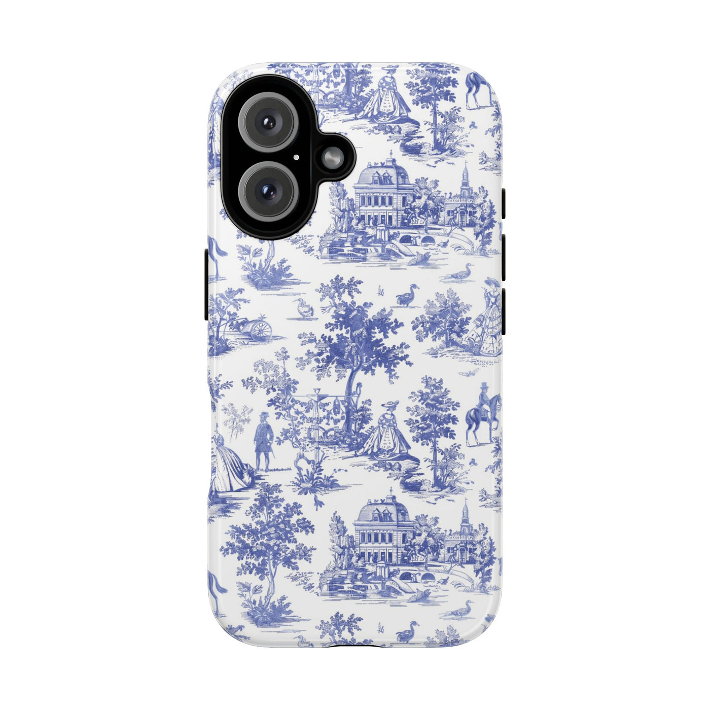 Premium Tough Blue French Toile Gift for Her Cute Phone Cases for Samsung and Iphone, 16, 15, 14, S24, S23, S22, S21, S20, Plus, Ultra, Pro