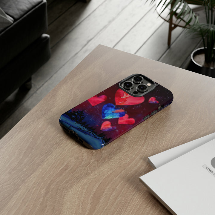 Cute IPhone Case | Rising Heart Love Night, iPhone 15 Case | iPhone 15 Pro Case, Iphone 14 Case, Iphone 14 Pro Max Case, Iphone 13 Case - Studio40ParkLane