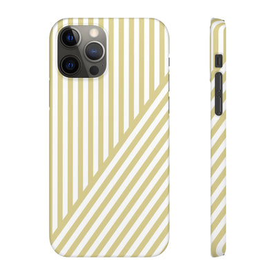 Aesthetic Yellow Beige Stripes Cute Phone Case Sleek Snap - For iPhone 17 Pro Max iPhone 16 Pro iPhone 15 Iphone 14 Plus 13 Pro 12 11 10 Gift