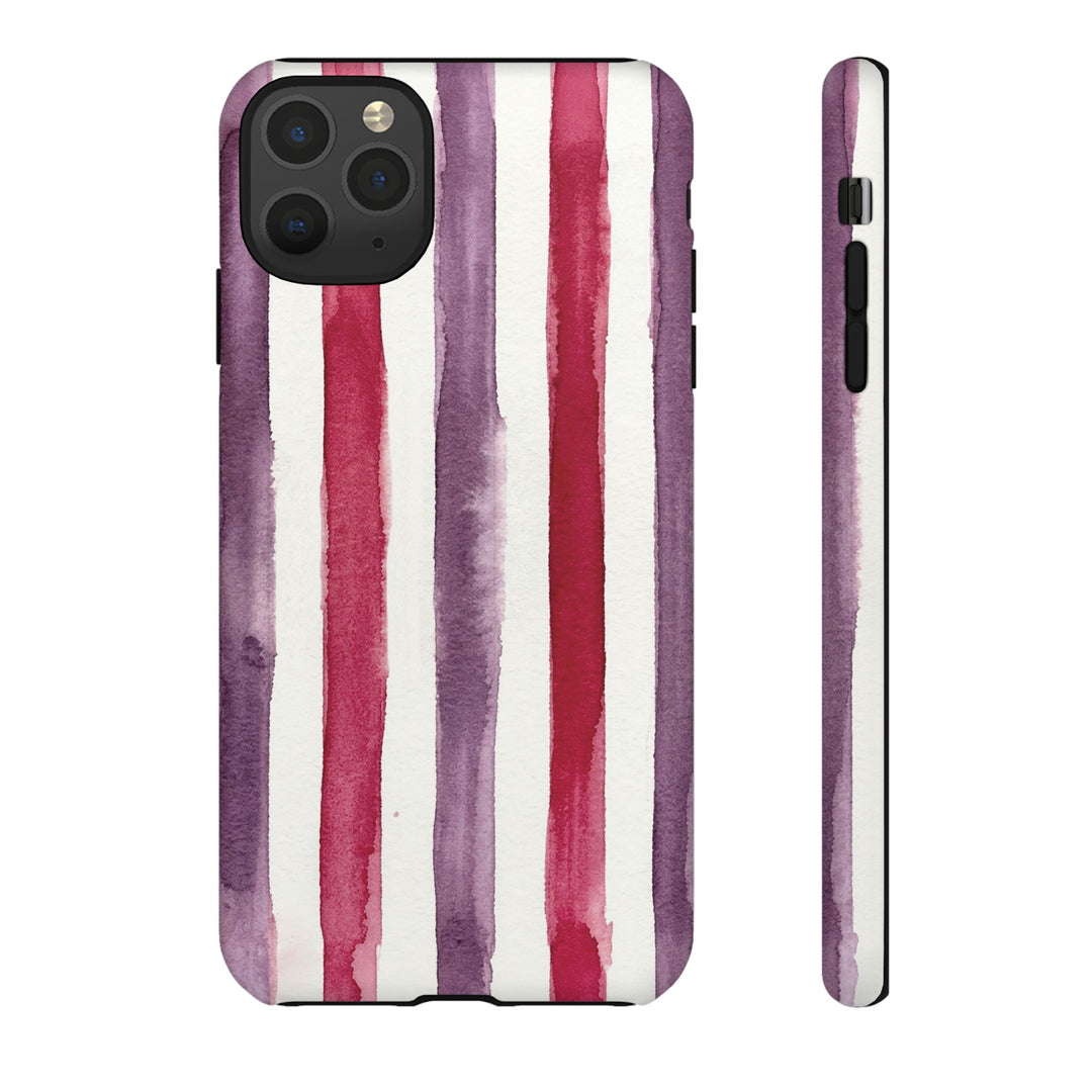 Tough Cute Wine Red Purple Stripes Phone Case, for IPhone 17 Pro Max | Iphone 17 Air, Iphone 16, IPhone 15, 14 13 12, Samsung Galaxy S26, S25, S24, S23 - Studio40ParkLane