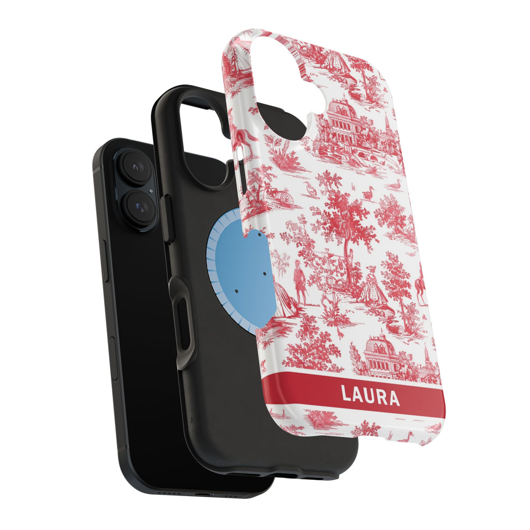 Magsafe French Toile Personalized Initial Custom Gift for Her Cute Phone Cases for Iphone 16 Pro Max | iPhone 15 Case | iPhone 15 Pro Max Case, Iphone 14, 13, 12, 11, 10, 8, 7 - Studio40ParkLane