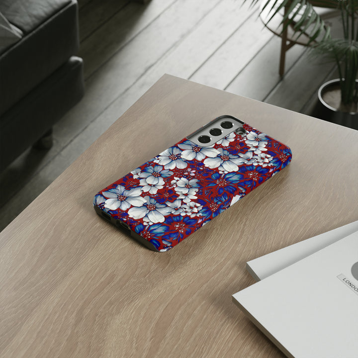 Cute Samsung Phone Case | Aesthetic Samsung Phone Case | Galaxy S23, S22, S21, S20 | Red Blue Flowers, Protective Phone Case - Studio40ParkLane
