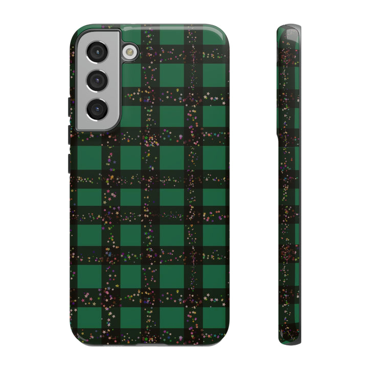 Cute Samsung Phone Cases, Designer Samsung Galaxy S23 Phone Case, Samsung S22 Case, Samsung S21 Case, Samsung S20 Case, Green Festive Plaid - Studio40ParkLane