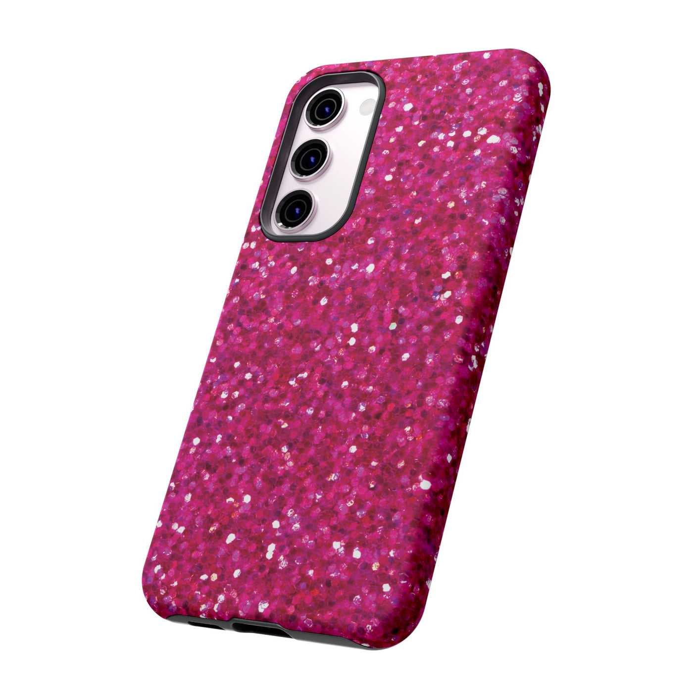 Chic Pink Faux Play on Glitter Effect Cute Phone Case, for IPhone 16 pro Max | Iphone 15, Iphone 14, IPhone 13 Case, 11 8 7, Samsung Galaxy S24, S23, S22, S21, 2 Layer Protection