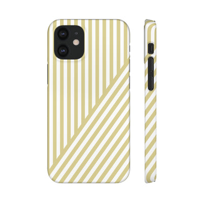 Aesthetic Yellow Beige Stripes Cute Phone Case Sleek Snap - For iPhone 17 Pro Max iPhone 16 Pro iPhone 15 Iphone 14 Plus 13 Pro 12 11 10 Gift