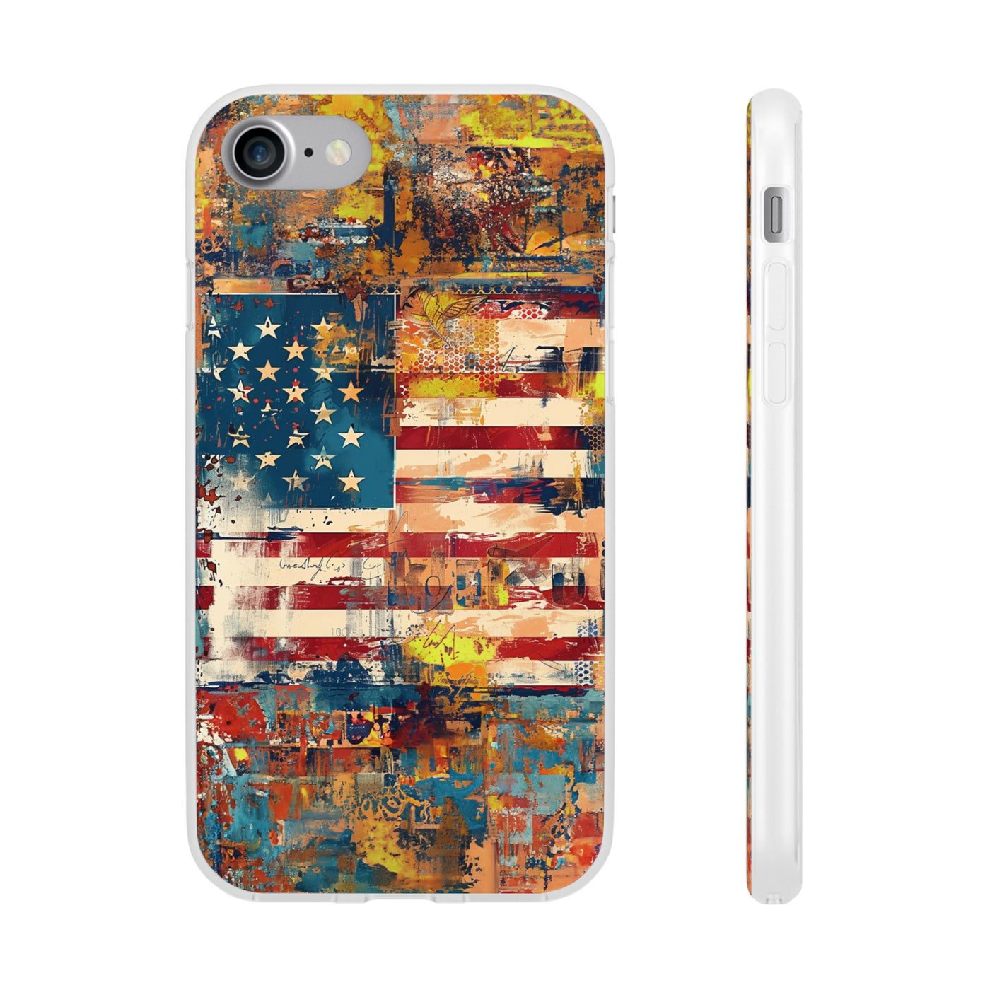 Cute Flexi Phone Cases, US Flag Abstract, Compatible with Samsung Galaxy S23, Samsung S22, Samsung S21, Samsung S20, Galaxy S20 Ultra