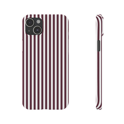 Slim Burgundy Wine Striped Cute Phone Case for Iphone 16 - | iPhone 15 Pro Max Case | iPhone 14 Case Iphone 13 12 11 10 9 8 7 Gift for Her - Studio40ParkLane