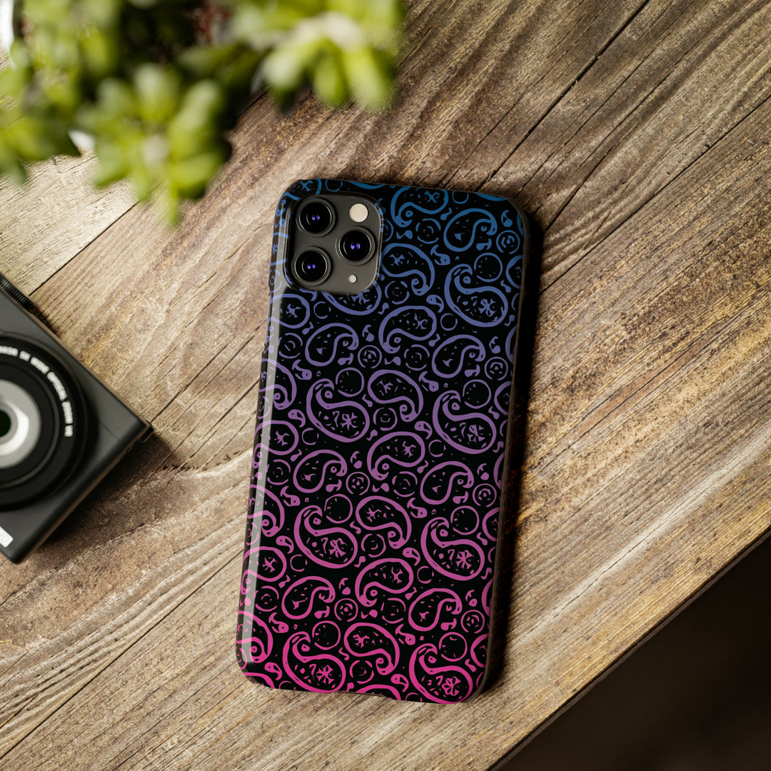 Slim Cute Phone Cases for Iphone - | iPhone 15 Case | iPhone 15 Pro Max Case, Iphone 14 Case, Iphone 14 Pro Max, Iphone 13, Paisley Blue Pink Black - Studio40ParkLane