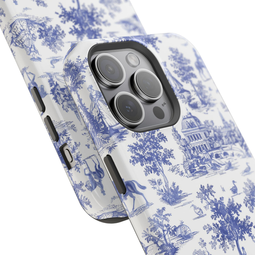 Blue Toile Magnetic Impact-Resistant Cute Phone Case for Iphone 16, iPhone 15 Pro Max Plus 14, 13, 12, 11 Gift for her - Studio40ParkLane
