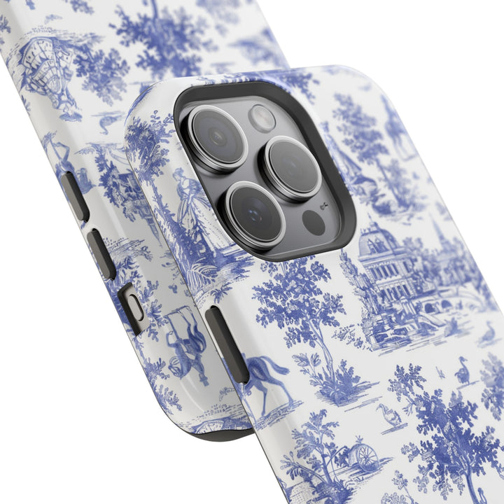 Blue Toile Magnetic Impact-Resistant Cute Phone Case for Iphone 16, iPhone 15 Pro Max Plus 14, 13, 12, 11 Gift for her - Studio40ParkLane