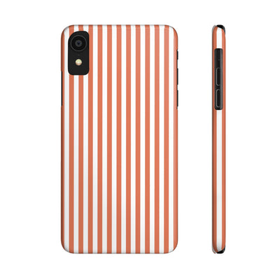 Slim Red Winter Peach Striped Cute Phone Case for Iphone 16 - | iPhone 15 Pro Max Case | iPhone 14 Case 13 12 11 10 9 8 7 X XS Gift for Her