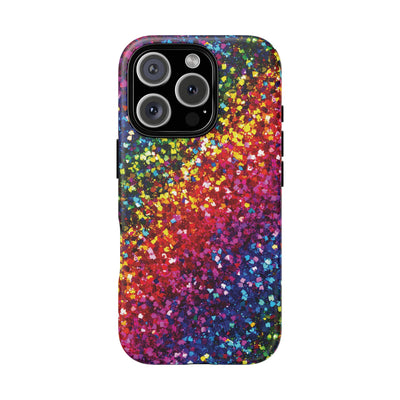 Faux Chic Play on Glitter Effect Cute Phone Case, for IPhone 16 pro Max | Iphone 15, Iphone 14, IPhone 13 Case, 11 8 7, Samsung Galaxy S24, S23, S22, S21, 2 Layer Protection