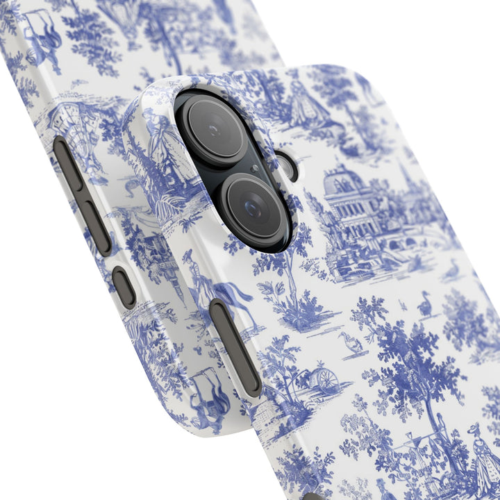 Sleek Snap Blue French Toile Cute Phone Case for iPhone 16 15 14 13 12 11 X Xs Max Xr Pro Plus Samsung Galaxy S24 S23 S22 S21 S20 Note Ultra