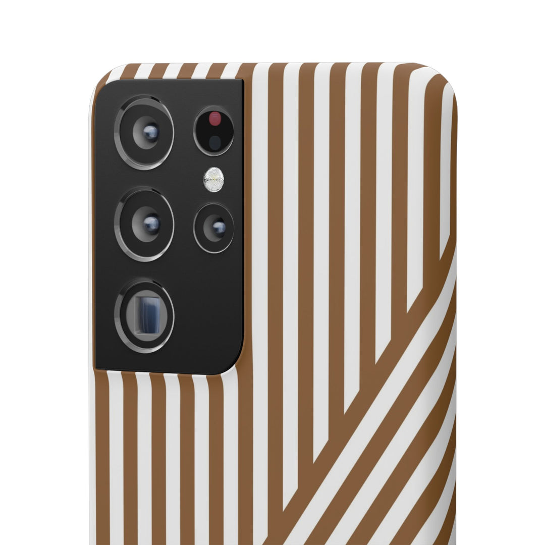 Aesthetic Mocha Brown Stripes Cute Phone Case Sleek Snap - For iPhone 17 Pro Max iPhone 16 Pro iPhone 15 Iphone 14 Plus 13 Pro 12 11 10 Gift - Studio40ParkLane