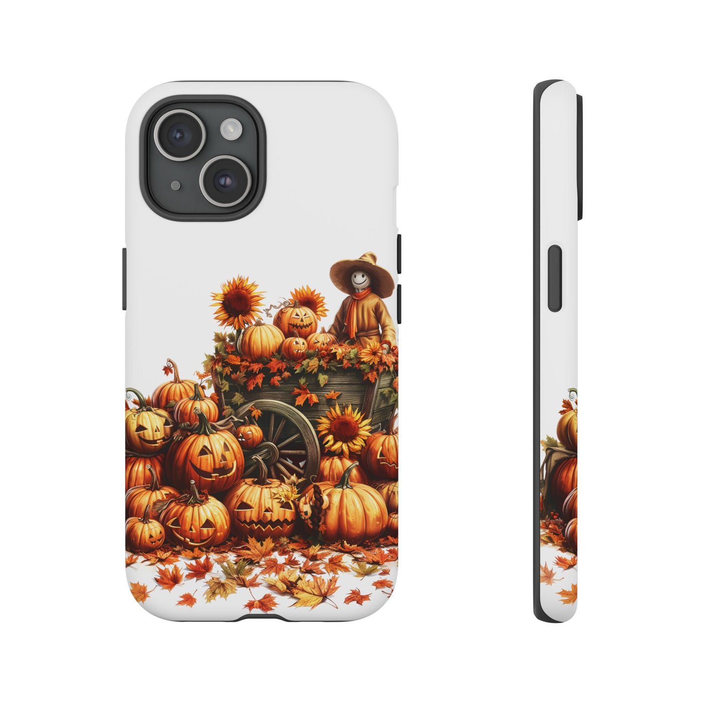 Impact Resistant, Fall Leaves Scarecrow, Cute Phone Cases for Samsung S24, S23, S22, S21, IPhone 15 pro Iphone 14 pro Iphone 13 IPhone 12 Iphone 11