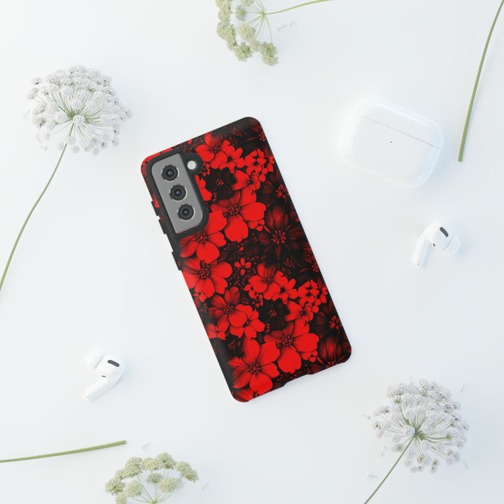 Cute Samsung Phone Case | Aesthetic Samsung Phone Case | Galaxy S23, S22, S21, S20 | Red Black Flowers, Protective Phone Case - Studio40ParkLane