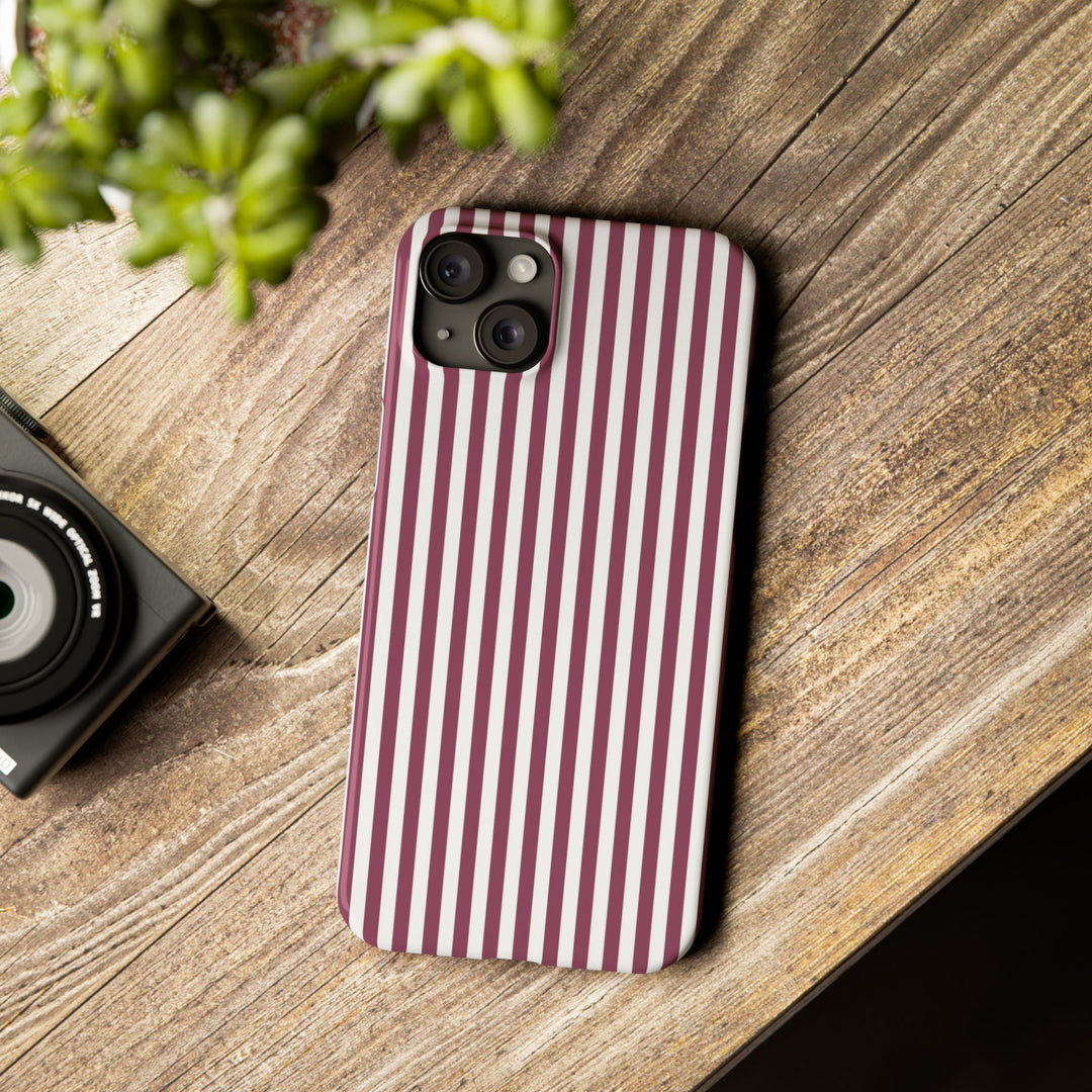 Slim Claret Red Striped Cute Phone Case for Iphone 16 - | iPhone 15 Pro Max Case | iPhone 14 Case Iphone 13 12 11 10 9 8 7 XS X Gift for Her - Studio40ParkLane