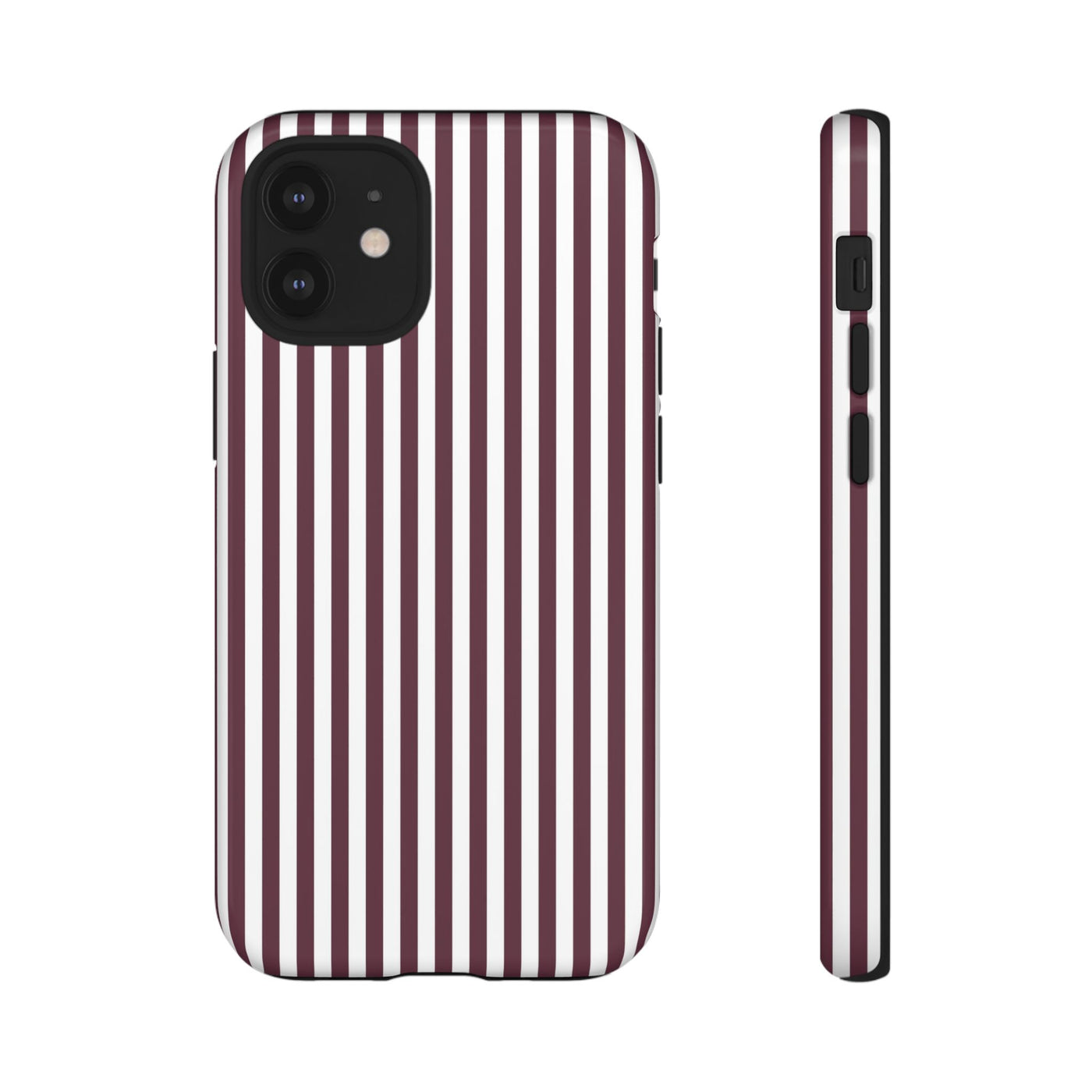 Tough Premium Burgundy Stripes Phone Case Gift for Her - For Apple iPhone 16 Pro Max 16e iPhone 15 Pro iPhone Iphone 14 Plus 13 Pro 12 SE XR - Studio40ParkLane