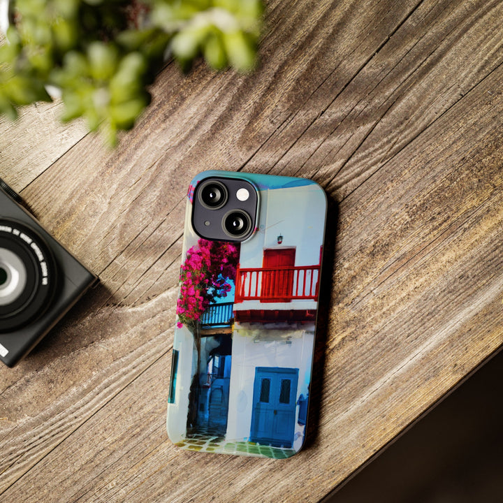Slim Cute Phone Cases for Iphone | iPhone 15 Case | iPhone 15 Pro Max Case, Iphone 14, Iphone 14 Pro Max, Iphone 13, Colorful Greek Alley Watercolor - Studio40ParkLane