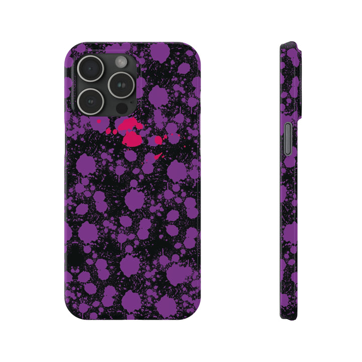 Slim Cute Phone Cases for Iphone - | iPhone 15 Case | iPhone 15 Pro Max Case, Iphone 14 Case, Iphone 14 Pro Max, Iphone 13, Purple Pink Paint Blots Splash - Studio40ParkLane