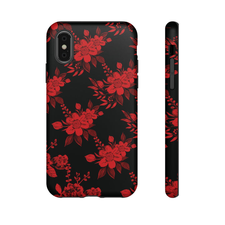 Cute IPhone Case | Red Black Flowers, iPhone 15 Case | iPhone 15 Pro Case, Iphone 14 Case, Iphone 14 Pro Max Case, Protective Iphone Case - Studio40ParkLane