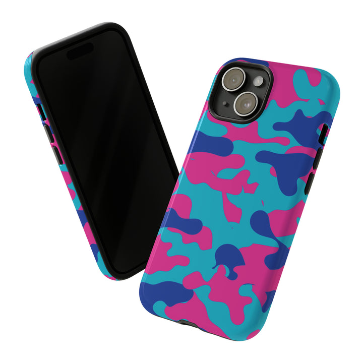 Cute IPhone Case | Blue Pink Camouflage, iPhone 15 Case | iPhone 15 Pro Case, Iphone 14 Case, Iphone 14 Pro Max Case, Protective Iphone Case - Studio40ParkLane