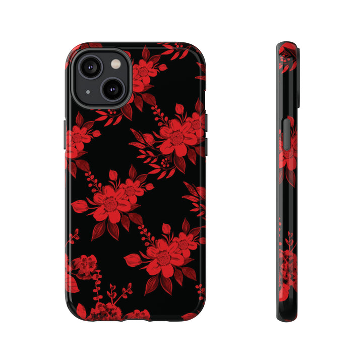 Cute IPhone Case | Red Black Flowers, iPhone 15 Case | iPhone 15 Pro Case, Iphone 14 Case, Iphone 14 Pro Max Case, Protective Iphone Case - Studio40ParkLane