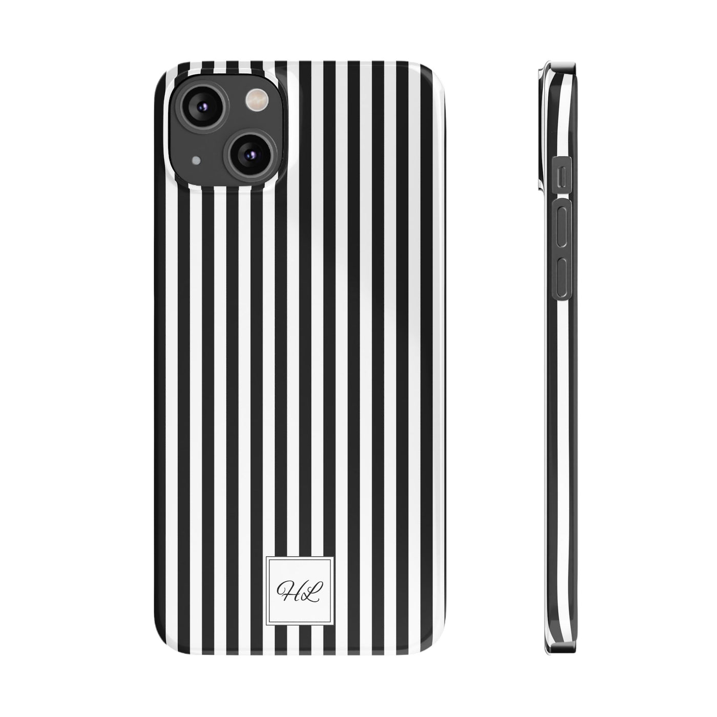 Slim Custom Personalized Black White Striped Phone Case for Iphone 16 - | iPhone 15 Pro Max Case | iPhone 14 Case Iphone 13 12 11 10 9 8 - Studio40ParkLane