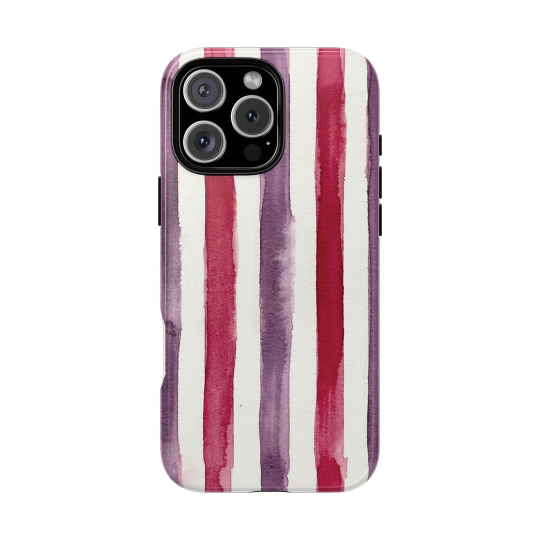 Tough Cute Wine Red Purple Stripes Phone Case, for IPhone 17 Pro Max | Iphone 17 Air, Iphone 16, IPhone 15, 14 13 12, Samsung Galaxy S26, S25, S24, S23 - Studio40ParkLane