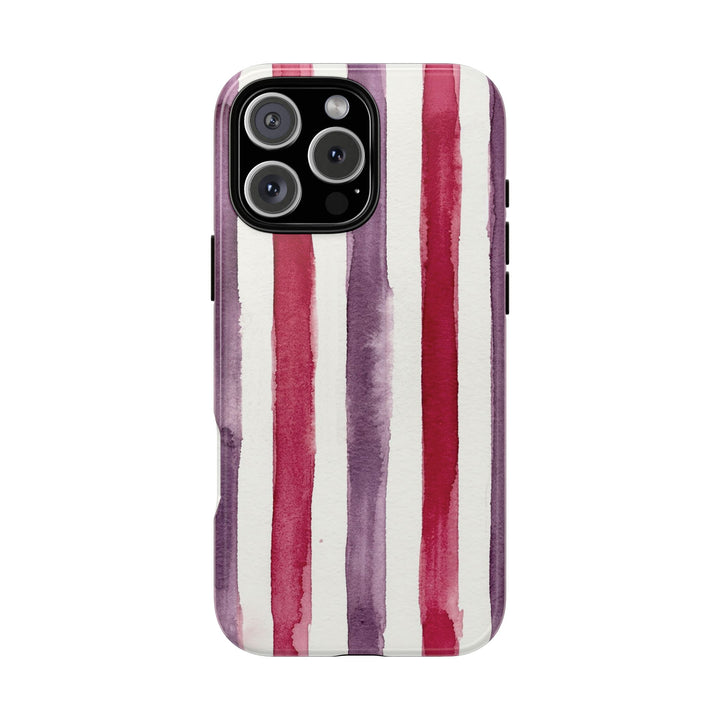 Tough Cute Wine Red Purple Stripes Phone Case, for IPhone 17 Pro Max | Iphone 17 Air, Iphone 16, IPhone 15, 14 13 12, Samsung Galaxy S26, S25, S24, S23 - Studio40ParkLane