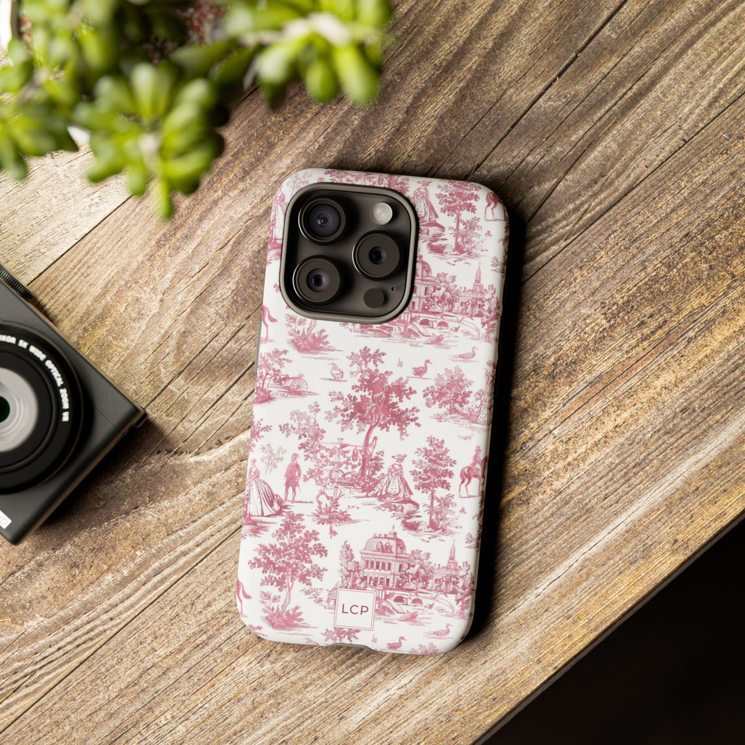 Personalized Custom French Toile Tough Cute Phone Case For Apple iPhone 18, 17, 16, 15 14, Pro Max, Samsung Galaxy S26, S25, S24 Plus Ultra