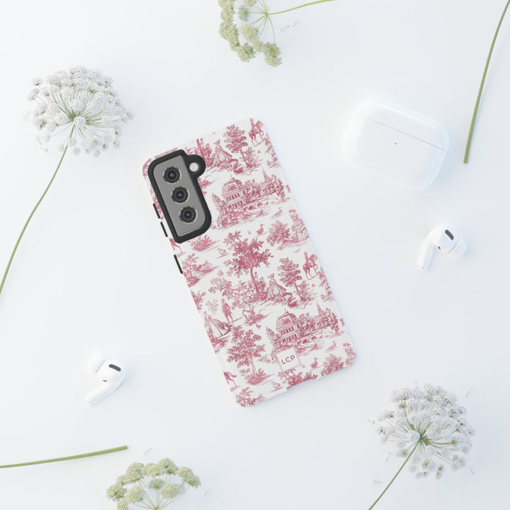 Personalized Custom French Toile Tough Cute Phone Case For Apple iPhone 18, 17, 16, 15 14, Pro Max, Samsung Galaxy S26, S25, S24 Plus Ultra