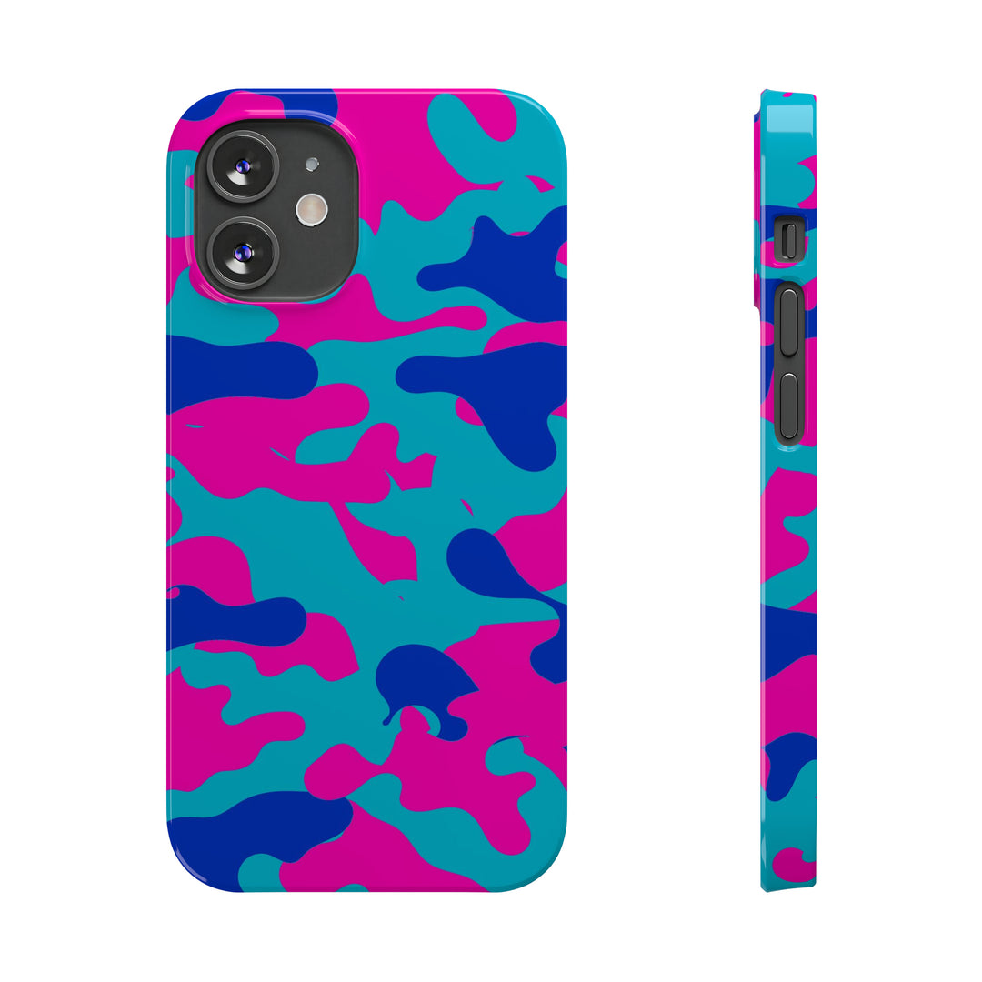 Slim Cute Phone Cases for Iphone - | iPhone 15 Case | iPhone 15 Pro Max Case, Iphone 14 Case, Iphone 14 Pro Max, Iphone 13, Blue Pink Camouflage - Studio40ParkLane