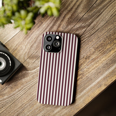 Slim Burgundy Wine Striped Cute Phone Case for Iphone 16 - | iPhone 15 Pro Max Case | iPhone 14 Case Iphone 13 12 11 10 9 8 7 Gift for Her - Studio40ParkLane