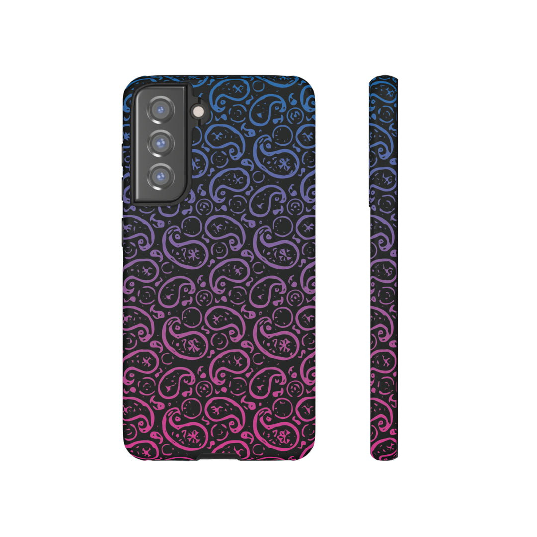 Cool Phone Case | Aesthetic Phone Case | Paisley Blue Pink Black | For Samsung Galaxy S23, S22, S21, S20 | Luxury Double Layer | Cute - Studio40ParkLane