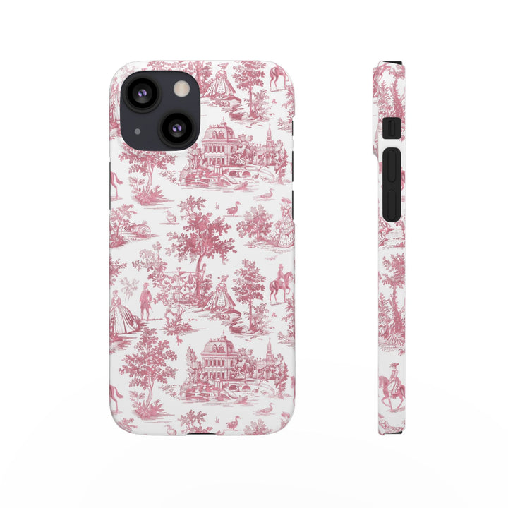 Sleek Snap Pink French Toile Cute Phone Case for iPhone 16 15 14 13 12 11 X Xs Max Xr Pro Plus Samsung Galaxy S24 S23 S22 S21 S20 Note Ultra