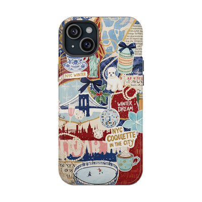 New York Winter Coquette Collage Tough Magsafe Cute Phone Cases for Iphone | iPhone 17 Pro Max Case, Iphone 16, Iphone 15 14 13 12 11 10 9