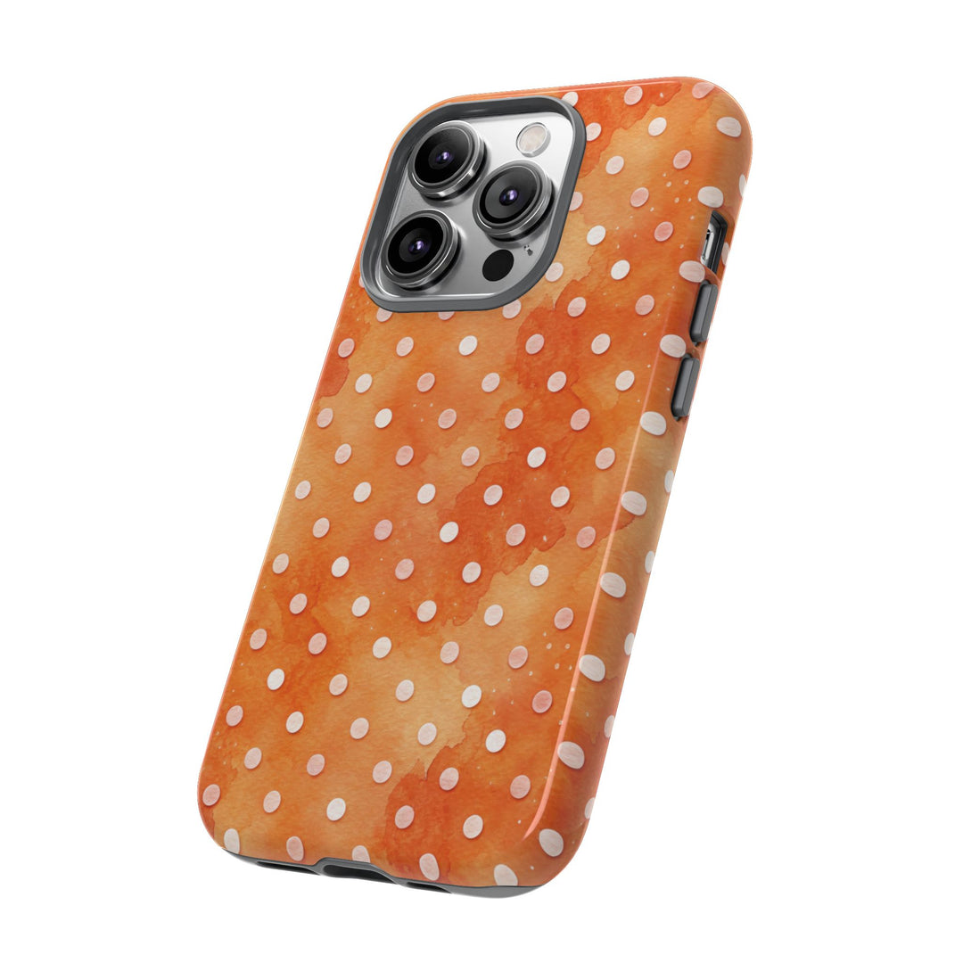 Aesthetic Tough Orange Polka Dots Watercolor Phone Case - For iPhone 17 Pro Max iPhone 16 Pro iPhone 15 Iphone 14 Plus 13 Pro 12 11 10 XR - Studio40ParkLane
