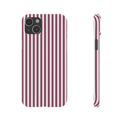Slim Claret Red Striped Cute Phone Case for Iphone 16 - | iPhone 15 Pro Max Case | iPhone 14 Case Iphone 13 12 11 10 9 8 7 XS X Gift for Her - Studio40ParkLane