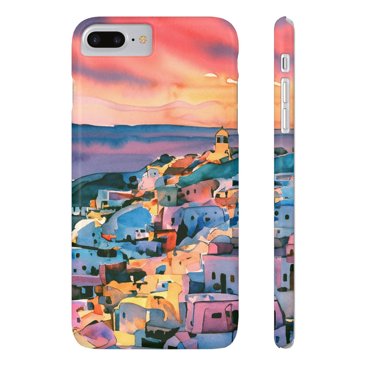 Slim Cute Phone Cases for Iphone | iPhone 15 Case | iPhone 15 Pro Max Case, Iphone 14, Iphone 14 Pro Max, Iphone 13, Colorful Greek House Watercolor - Studio40ParkLane