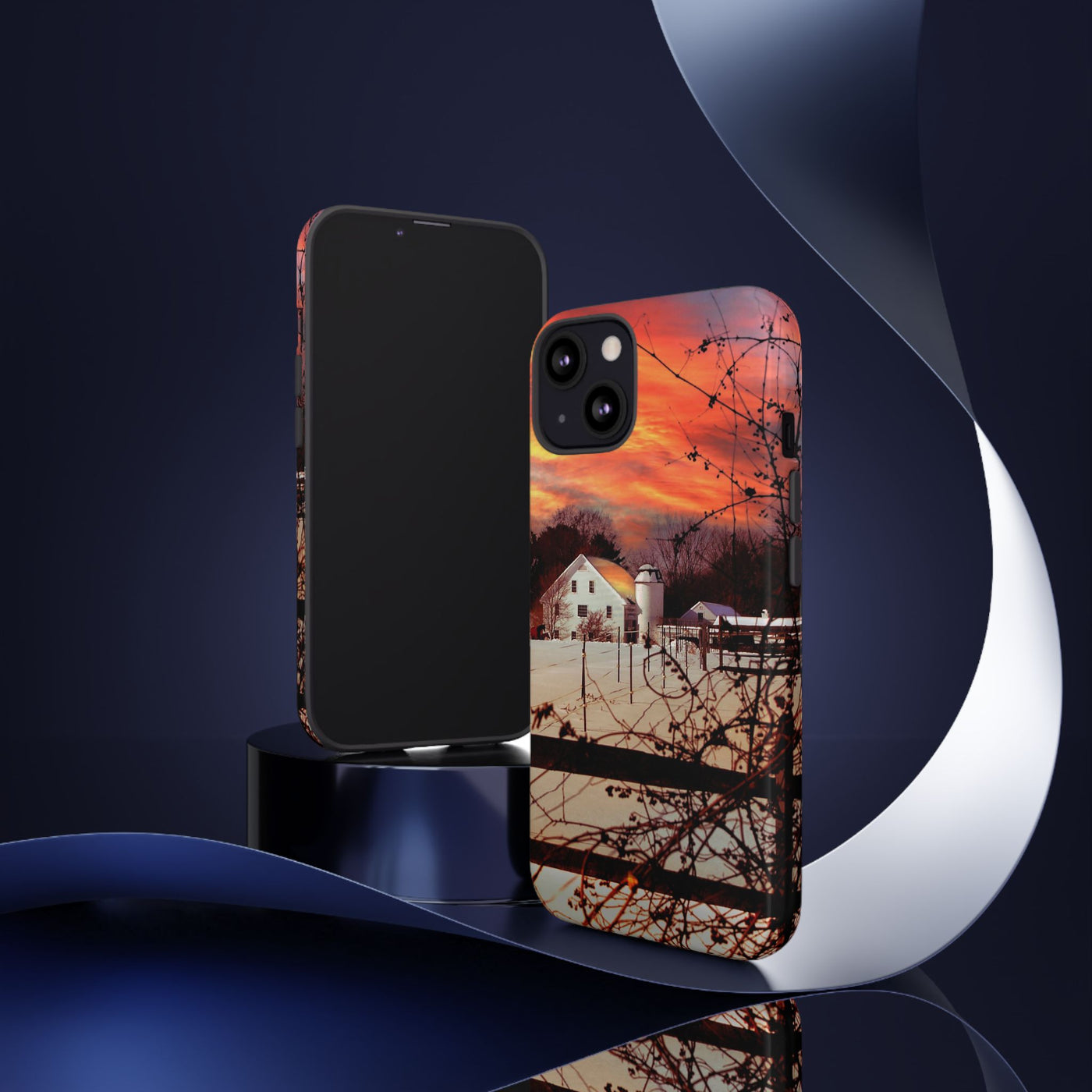 Impact Resistant, Winter Sunset Cute Phone Cases for Samsung S24, S23, S22, S21, IPhone 15 pro Iphone 14 pro Iphone 13 IPhone 12 Iphone 11