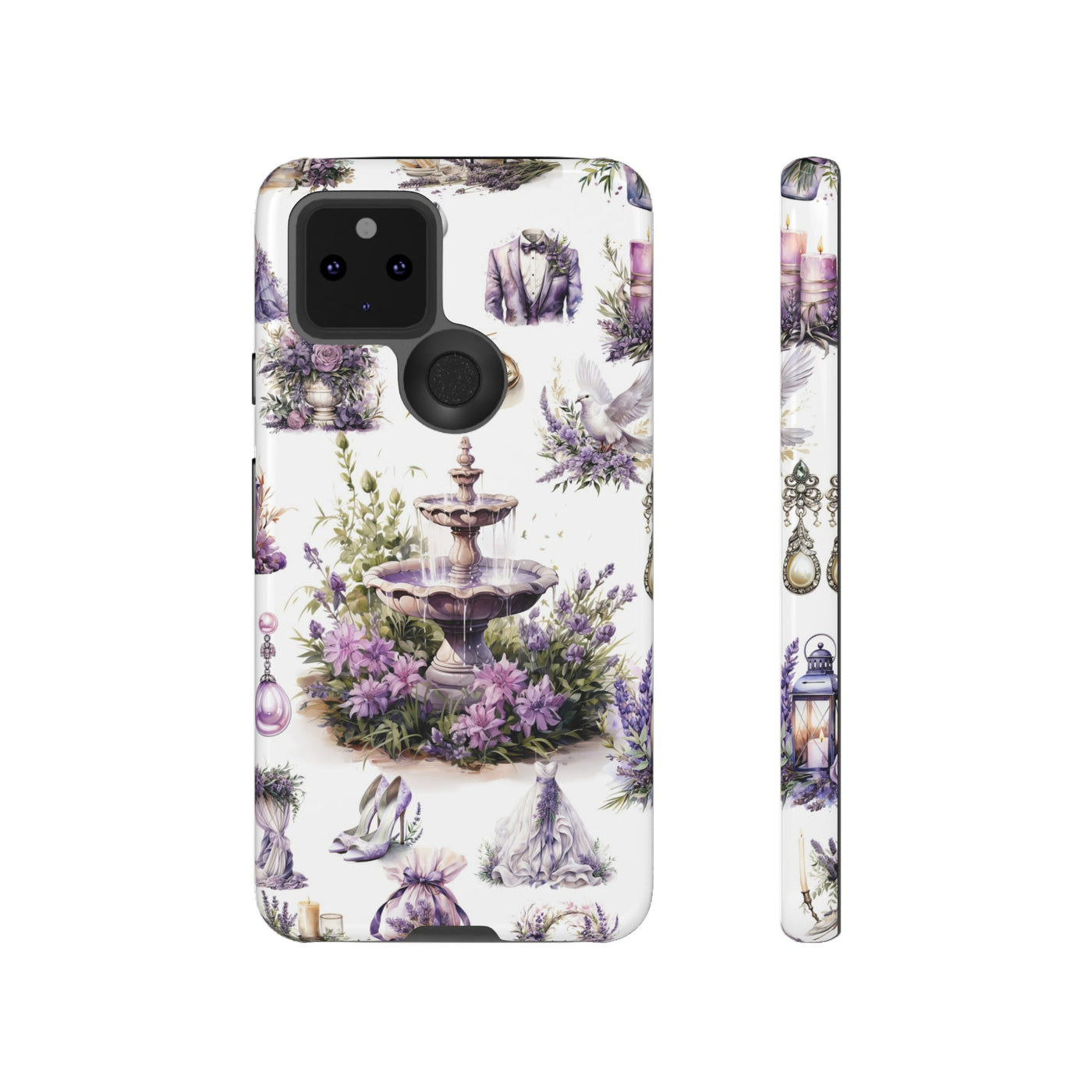 Impact Resistant, Lavender Wedding, Cute Phone Cases for Samsung S24, S23, S22, S21, IPhone 15 pro Iphone 14 pro Iphone 13 IPhone 12 Iphone 11